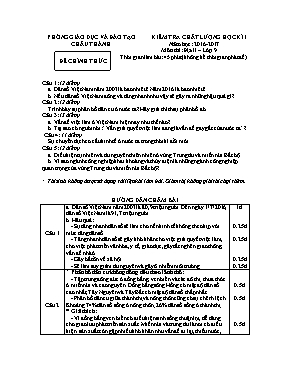Đề và đáp án kiểm tra chất lượng học kì I Địa lí lớp 9 - Năm học 2016-2017